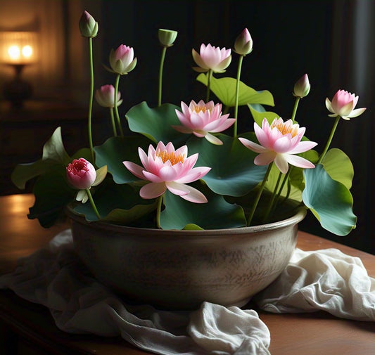 Pink Lotus Flower Seeds for Small Gardens - 15 Seeds, Compact Growth, Easy Maintenance