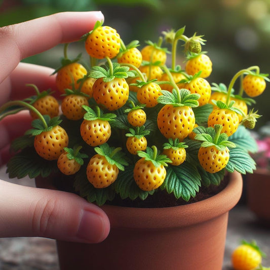 25+ Seeds- Dwarf Strawberry Fruit Seeds For Planting- Grow Indoor-Outdoor (Yellow)