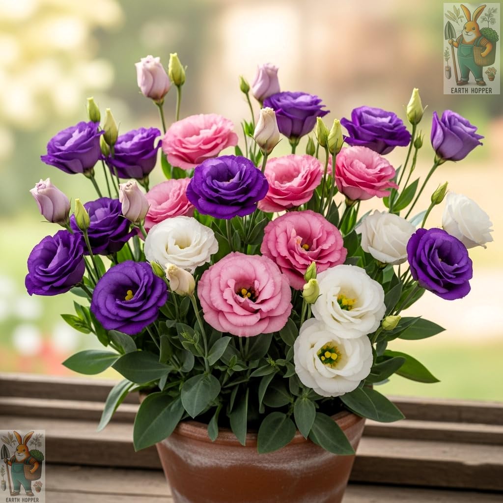 Earth Hopper 50+ SEEDS Lisianthus Flower Mix Colors Seed Pack, Easy Care & Fragrant & Air Purifying for Indoor & Outdoor Gardening