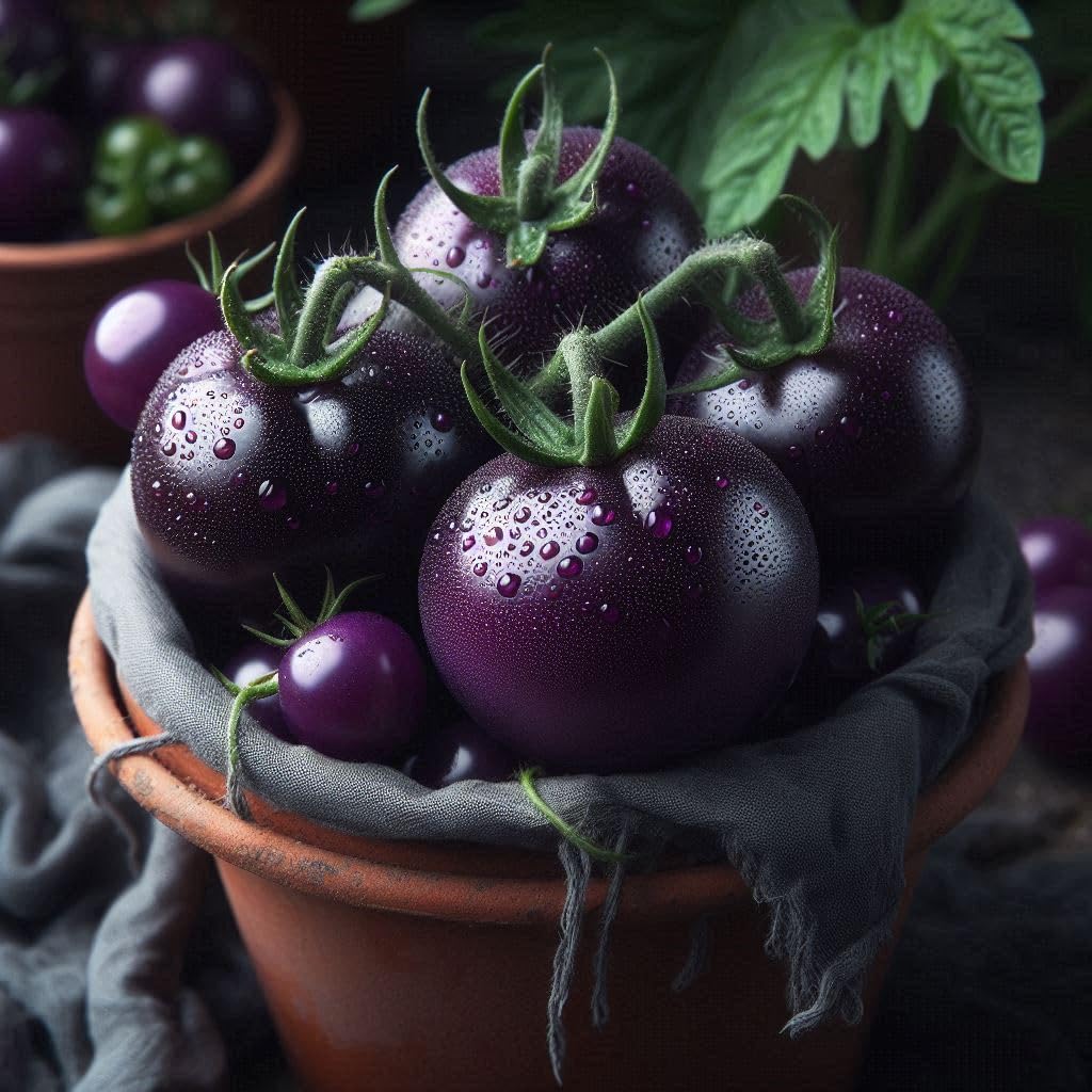 100+ SEEDS- Organic Purple Blue Indigo Rose Tomato Seeds For Planting- Kitchen Garden Pack