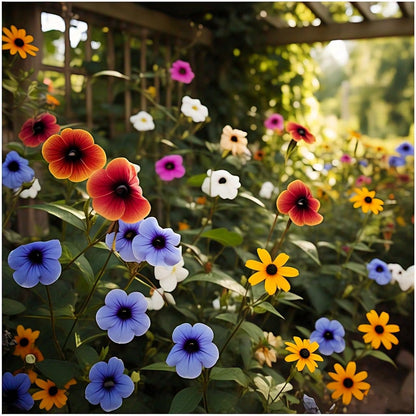 Earth Hopper Black Eyed Susan Thunbergia Mix Hybrid Flower Seeds - 50 Pcs, Easy to Grow & Care, Grow All India