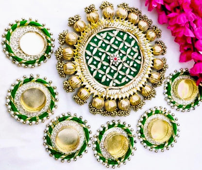 Beautiful Tealight Candle Holder Rangoli Set for Diwali, Navratri Festival Home Decor - Assorted Colour