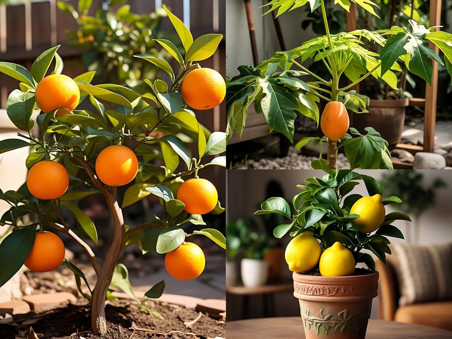 NooElec Seeds India 6-in-1 Dwarf Fruit Seeds Collection - Apple, Guava, Orange, Lemon, Grape, Papaya (All Year Growing, Indoor/Outdoor) 10 Pcs Each Fruit.
