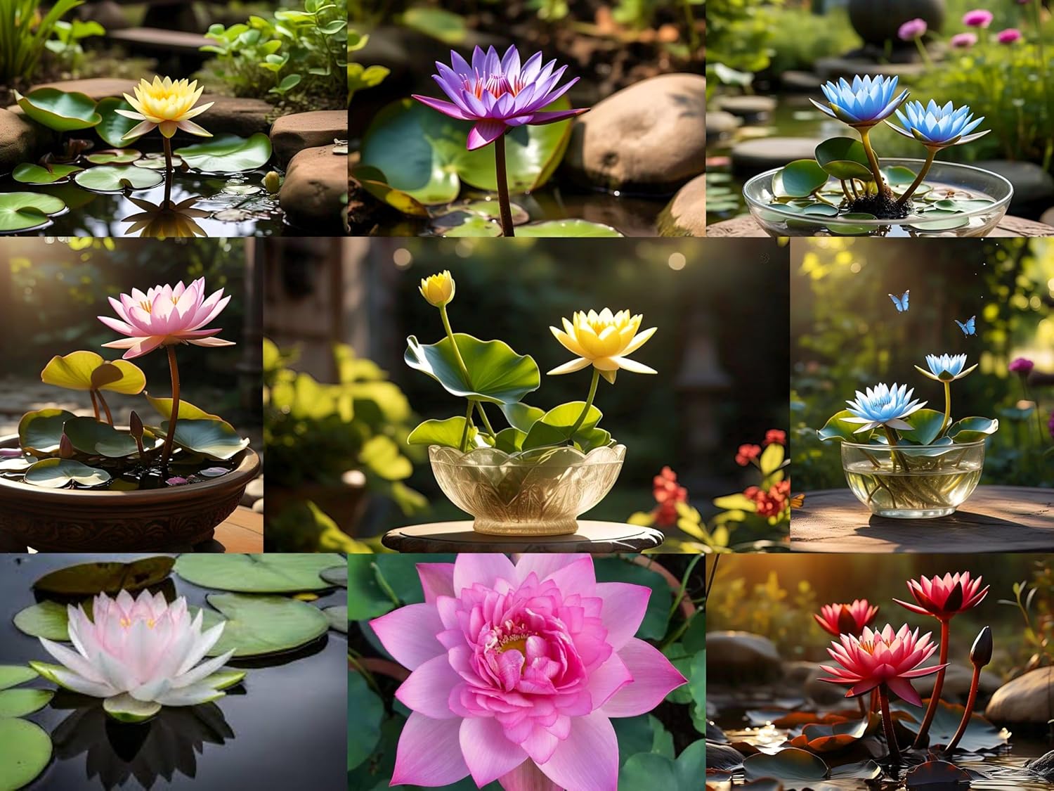 Earth Hopper Dwarf Lotus Hybrid Seeds - Mix Bowl, 60 Seeds Pack, Grow Indoor/Outdoor Both.