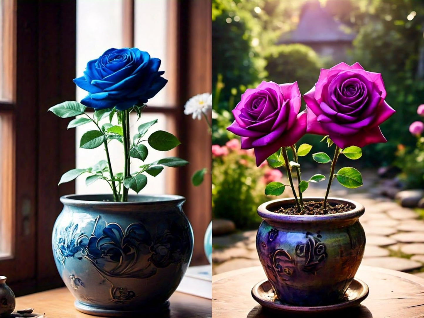 Earth Hopper 120+ SEEDS- HYBRID Rose Gulab Flower Seeds For Planting Home Garden (White, Green, Black, Purple, Blue, Red) 20+ Seeds Each