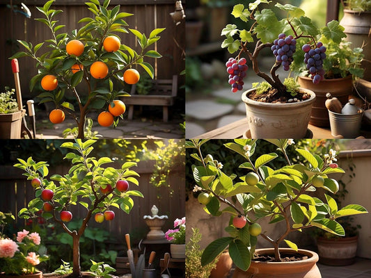 Compact Fruit Garden Seeds Pack - Dwarf Apple, Grapes, Guava, Orange (40 Seeds) - Easy Care