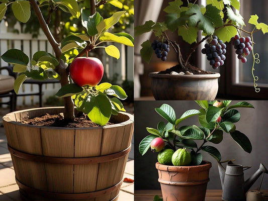 NooElec Seeds India 6-in-1 Dwarf Fruit Seeds Collection - Apple, Guava, Orange, Lemon, Grape, Papaya (All Year Growing, Indoor/Outdoor) 10 Pcs Each Fruit.