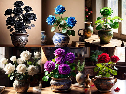 Earth Hopper 120+ SEEDS- HYBRID Rose Gulab Flower Seeds For Planting Home Garden (White, Green, Black, Purple, Blue, Red) 20+ Seeds Each