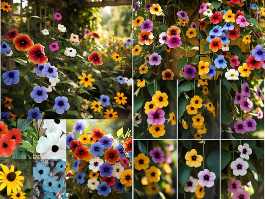 Earth Hopper Black Eyed Susan Thunbergia Mix Hybrid Flower Seeds - 50 Pcs, Easy to Grow & Care, Grow All India