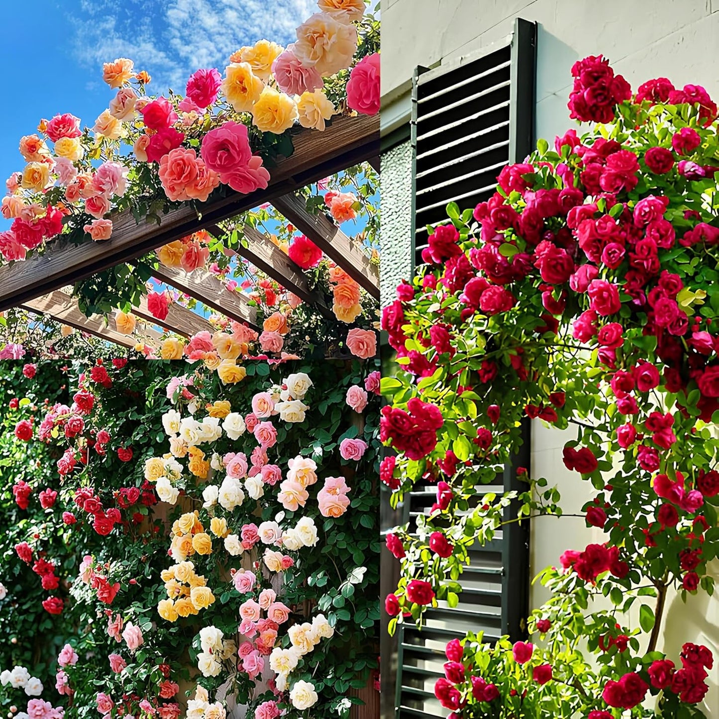 200+ SEEDS- Hybrid Climbing Rose Flower Mix Seeds, Year-Round Blooms
